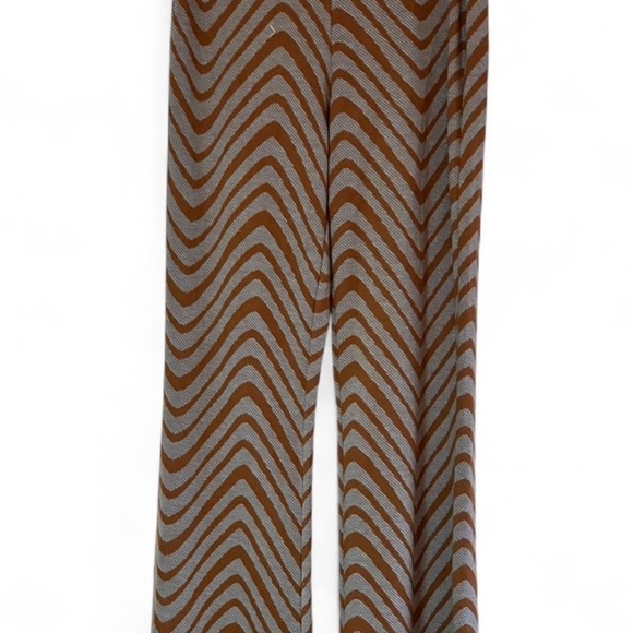Urban Outfitters SM pants retro flare chevron print blue/brown 70’s - Picture 2 of 3